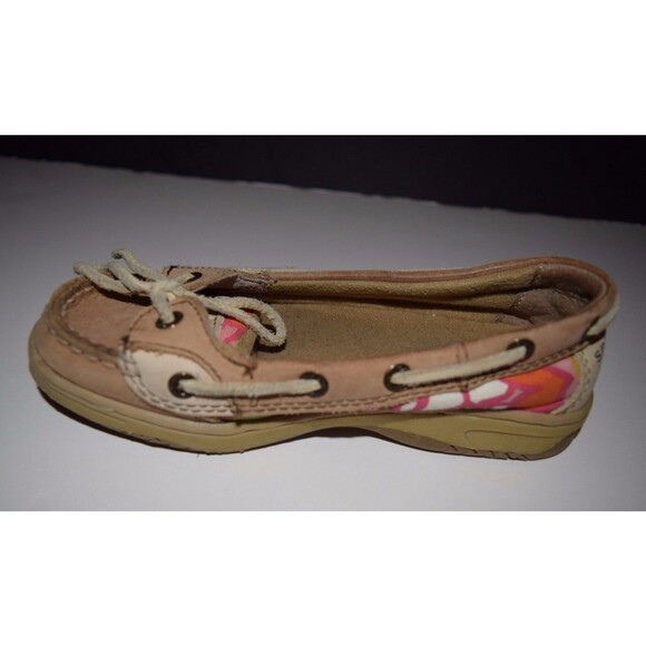 EUC SPERRY TOP SIDER GIRLS ANGELFISH FLORAL BROWN TAN BOAT DECK SHOES SIZE 12.5 - Picture 6 of 7